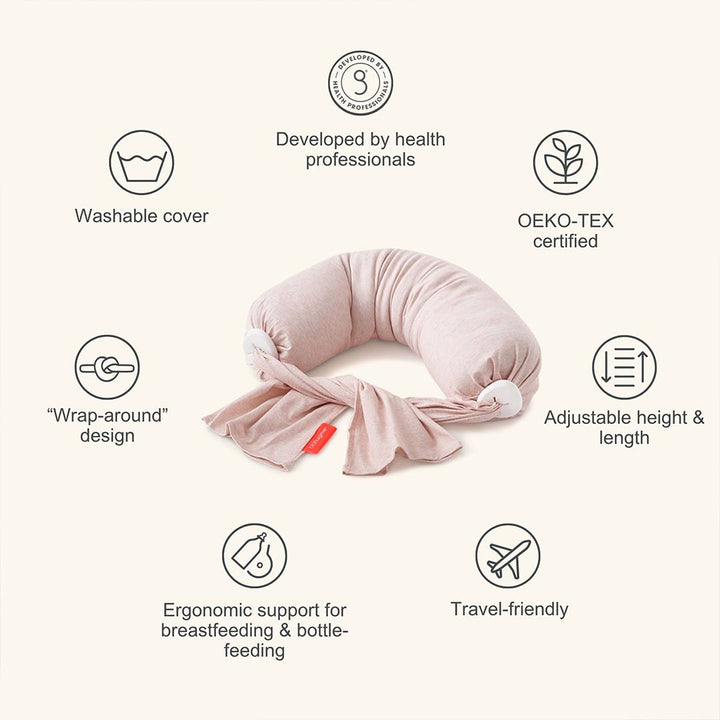 bbhugme Nursing Pillow - Pink Melange-Nursing Pillows-Pink Melange- | Natural Baby Shower