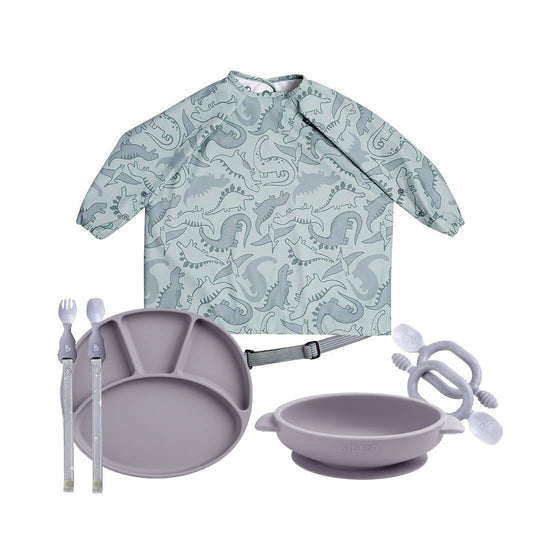 Bibado Silicone Weaning Essentials Bundle - Dino Roar-Feeding Sets- | Natural Baby Shower