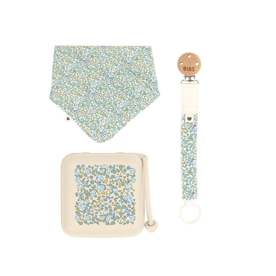 2 Chupetes BIBS Colour Round Liberty Chamomile Lawn Baby Blue Mix - Tutete