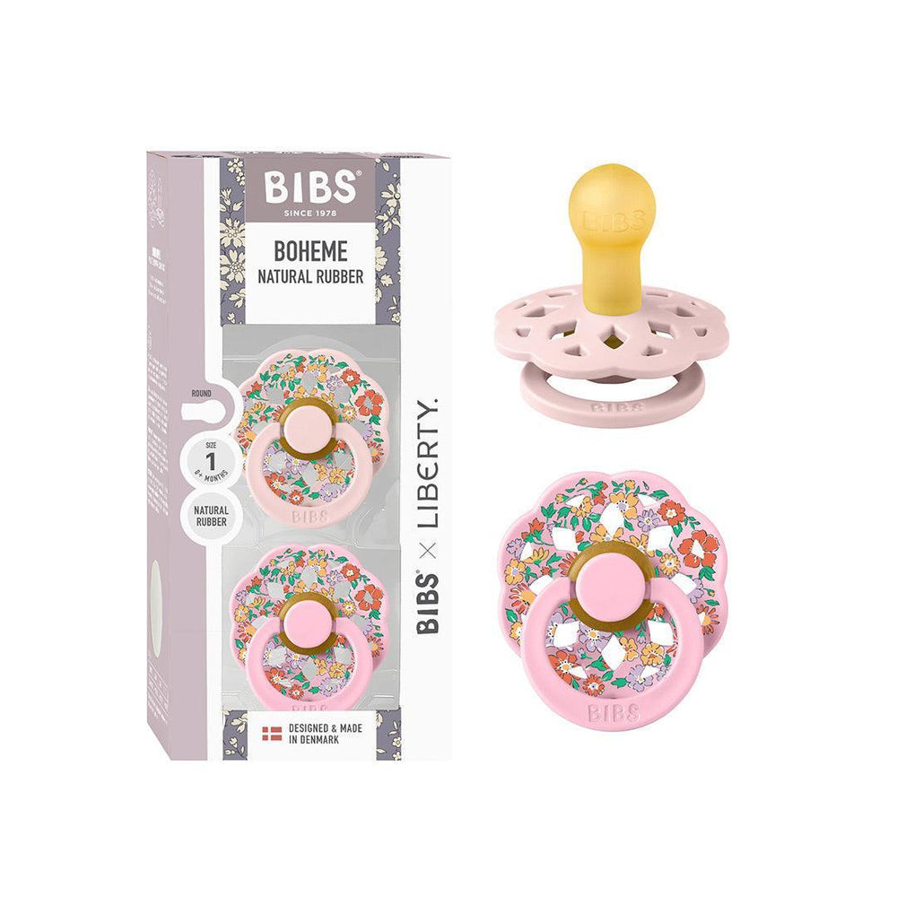 BIBS X LIBERTY Latex Pacifier Boheme 2 Pack Oscar Meadow - Blossom / Baby Pink-Pacifiers-Blossom / Baby Pink-1 | Natural Baby Shower