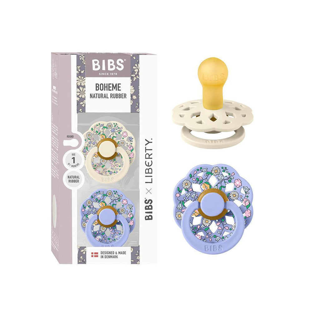 BIBS X LIBERTY Latex Pacifier Boheme 2 Pack Chloe Meadow - Ivory / Hush-Pacifiers-Ivory / Hush-1 | Natural Baby Shower