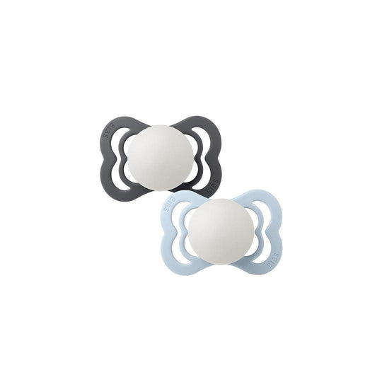 BIBS Pacifier Supreme 2 Pack Silicone - Baby Blue Glow / Iron Glow-Pacifiers-Baby Blue Glow / Iron Glow-1 | Natural Baby Shower