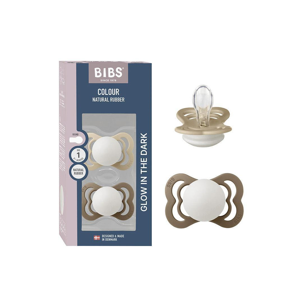 BIBS Pacifier Supreme 2 Pack Silicone - Vanilla Glow / Dark Oak Glow-Pacifiers-Vanilla Glow / Dark Oak Glow-1 | Natural Baby Shower