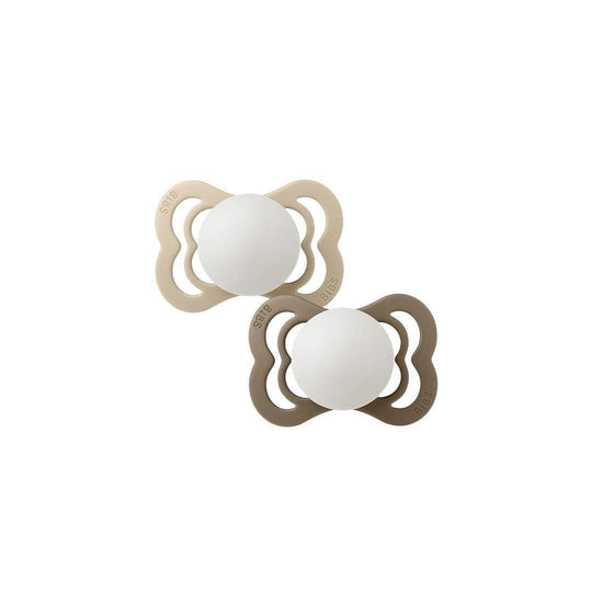 BIBS Pacifier Supreme 2 Pack Silicone - Vanilla Glow / Dark Oak Glow-Pacifiers-Vanilla Glow / Dark Oak Glow-1 | Natural Baby Shower