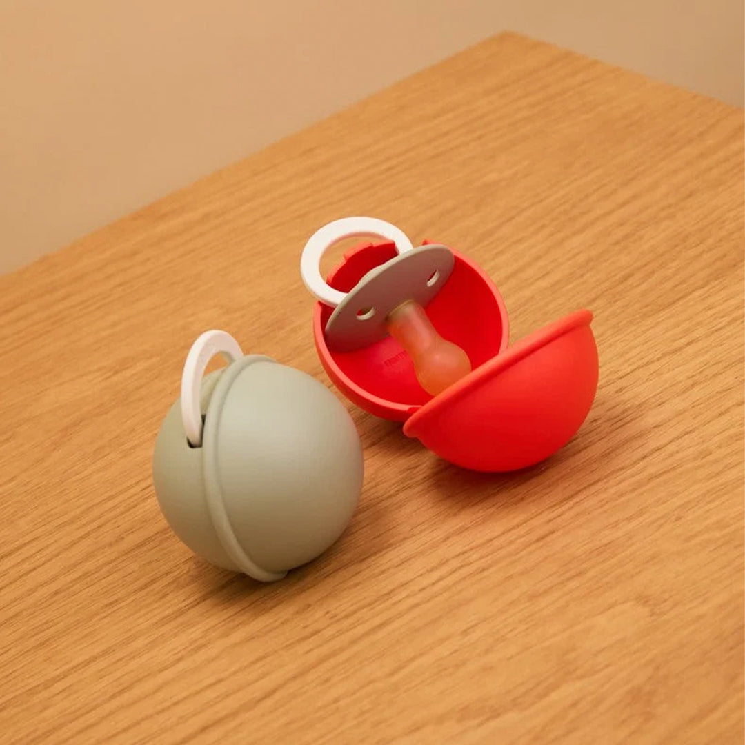 BIBS Colour Pacifier Round Latex & Pacifier Case Mini - Ivory/Sage
