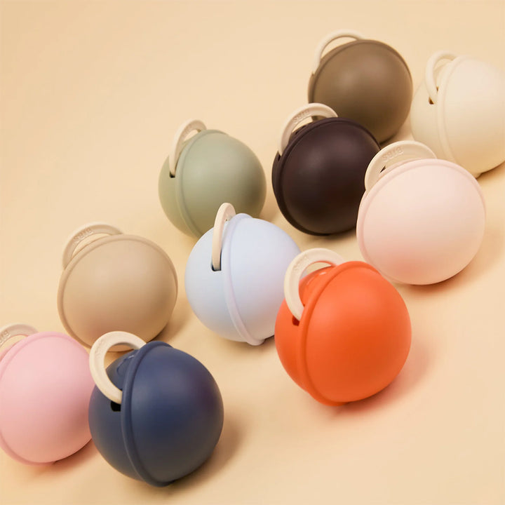 BIBS Colour Pacifier Round Latex & Pacifier Case Mini - Ivory/Sage