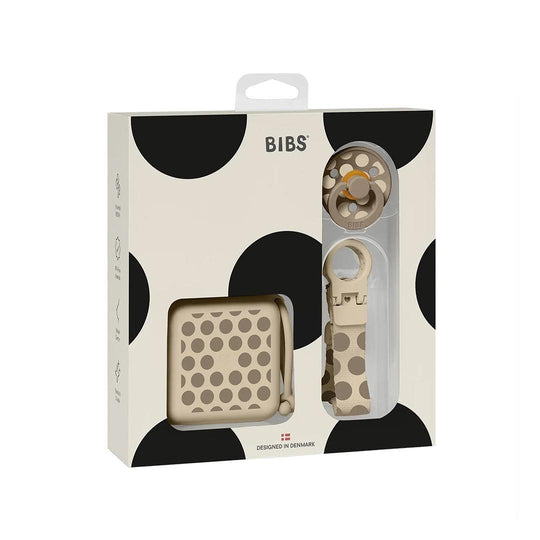 BIBS Studio Gift Set Polka Soothe & Go Latex - Vanilla-Pacifiers-Vanilla-Size 2 | Natural Baby Shower