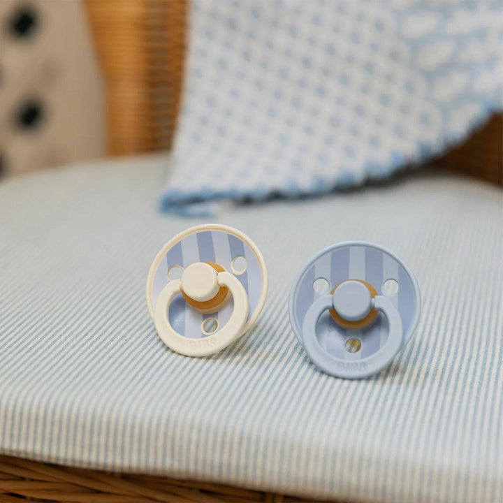 BIBS Studio Block Latex Pacifier - 2 Pack - Baby Blue Dusty Blue Mix-Pacifiers-Size 1- | Natural Baby Shower