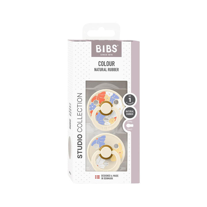 BIBS Studio Latex Pacifier - 2 Pack - Ivory Mix - Morning Bloom-Pacifiers- | Natural Baby Shower