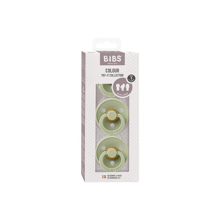 BIBS Try-It Colour Pacifiers - 3 Pack - Sage-Pacifiers-Sage- | Natural Baby Shower