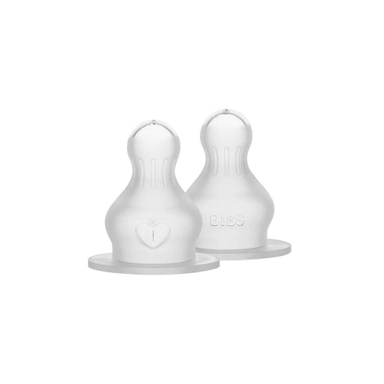 BIBS World Baby Bottle Nipple Round Silicone 2 Pack Thick Flow-Baby Bottles- | Natural Baby Shower