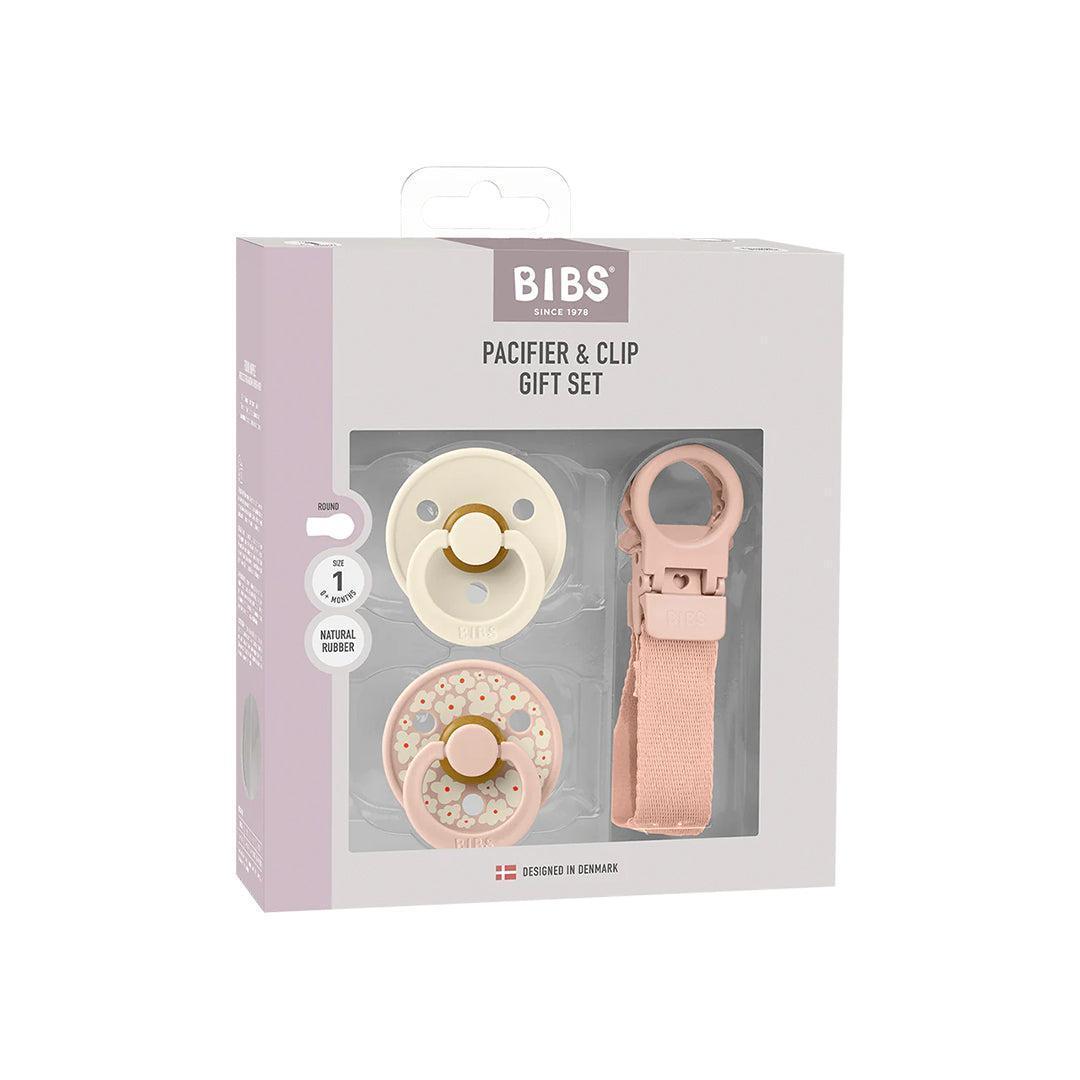 BIBS World Latex Colour Pacifier & Loop Clip Gift Set - Blush-Pacifiers-Blush-Size 1 | Natural Baby Shower