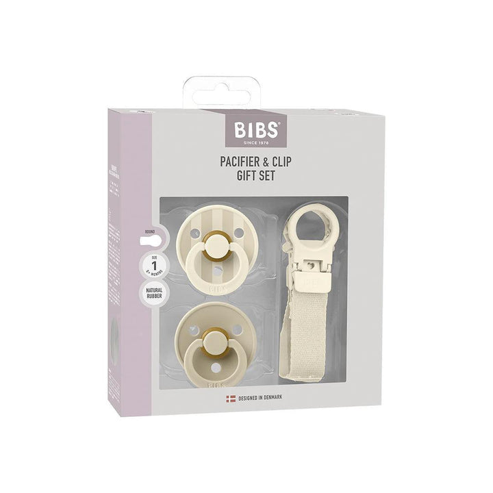 BIBS World Latex Colour Pacifier & Loop Clip Gift Set - Ivory-Pacifiers-Ivory-Size 1 | Natural Baby Shower