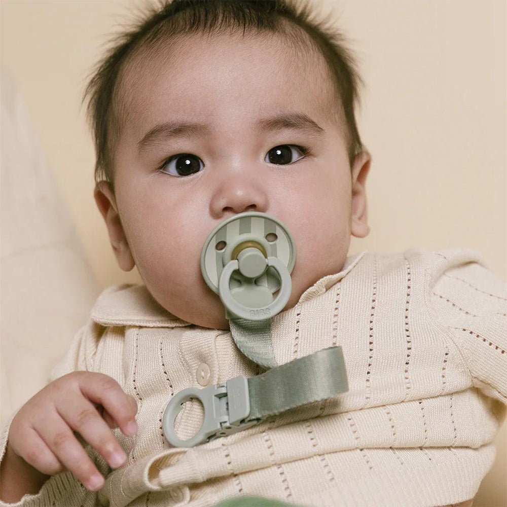 BIBS World Latex Colour Pacifier & Loop Clip Gift Set - Sage-Pacifiers-Sage-Size 1 | Natural Baby Shower