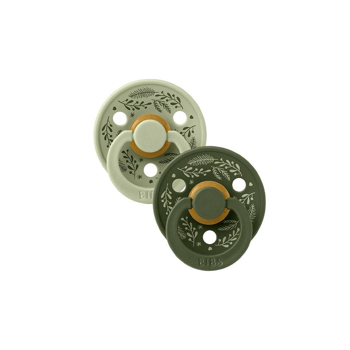 BIBS World Latex Pacifier Colour Holiday Leaf 2 Pack - Sage/Hunter Green-Pacifiers-Sage/Hunter Green-Size 1 | Natural Baby Shower