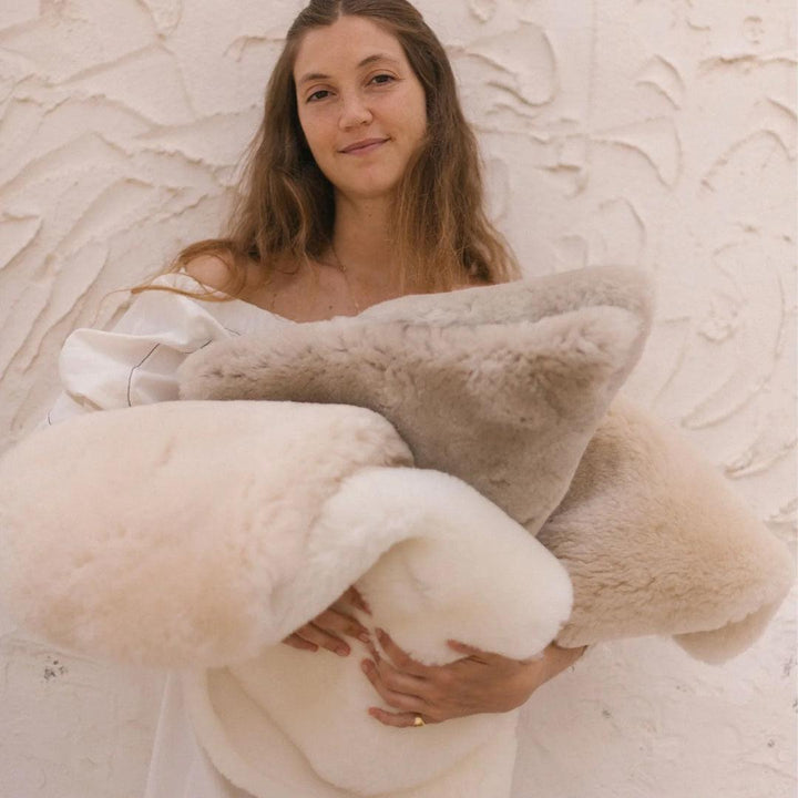 Binibamba Sheepskin Snuggler - Chalk-Seat Liners-Chalk-One Size | Natural Baby Shower