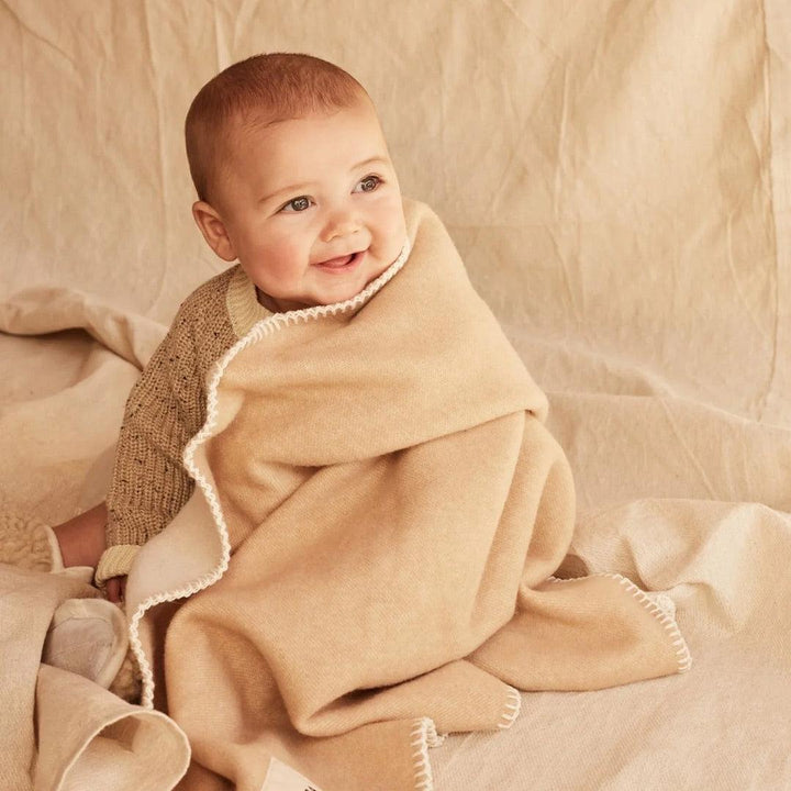 BINIBAMBA Merino Blanket - Camel + Milk-Blankets-Camel + Milk-One Size | Natural Baby Shower