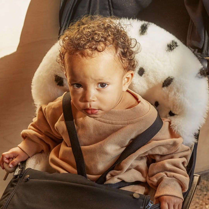 BINIBAMBA Merino Sheepskin Snuggler - Dalmatian Dot-Seat Liners- | Natural Baby Shower
