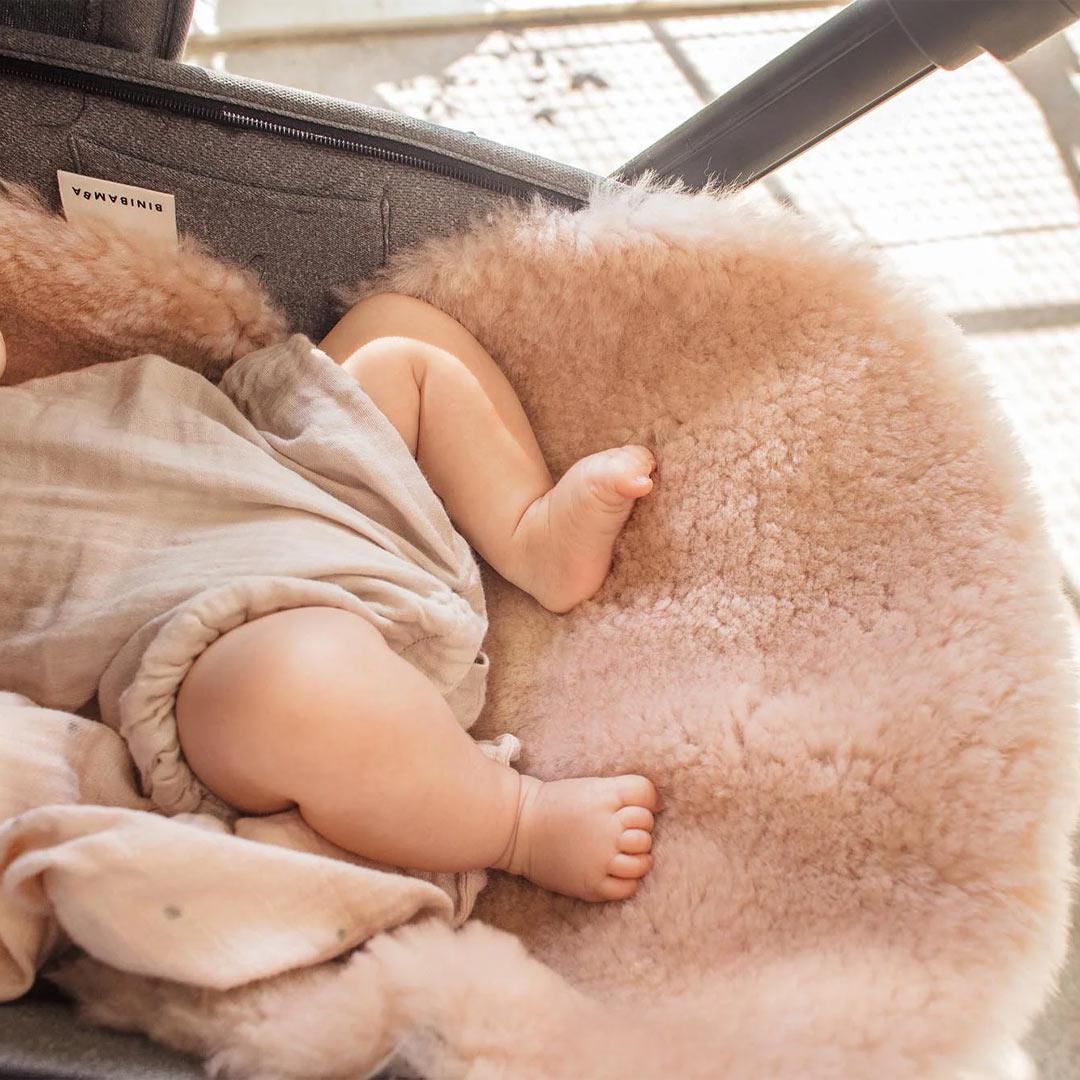 BINIBAMBA Merino Sheepskin Snuggler - Rose-Seat Liners- | Natural Baby Shower