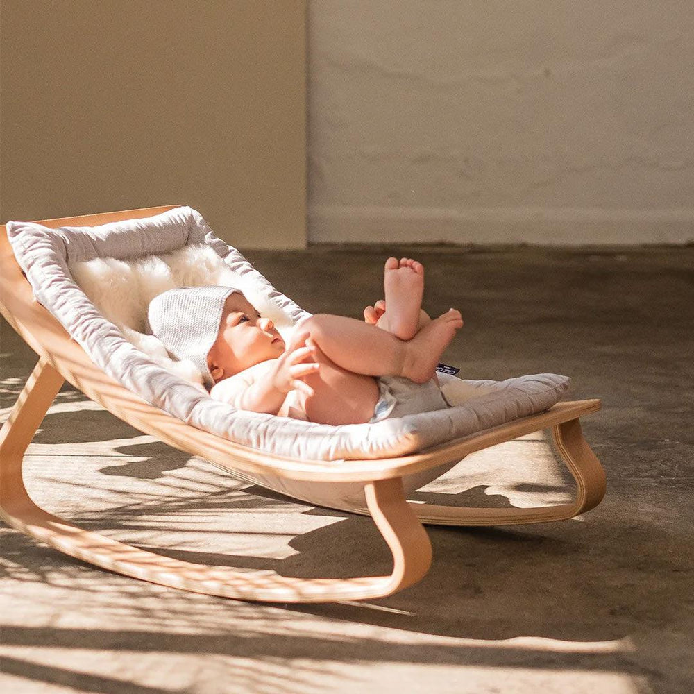 BINIBAMBA + Charlie Crane Merino Sheepskin LEVO Rocker Liner-Baby Bouncer Cushions- | Natural Baby Shower