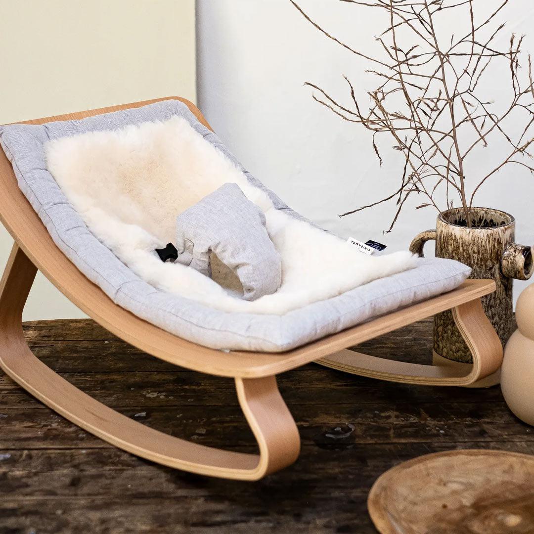 BINIBAMBA + Charlie Crane Merino Sheepskin LEVO Rocker Liner-Baby Bouncer Cushions- | Natural Baby Shower