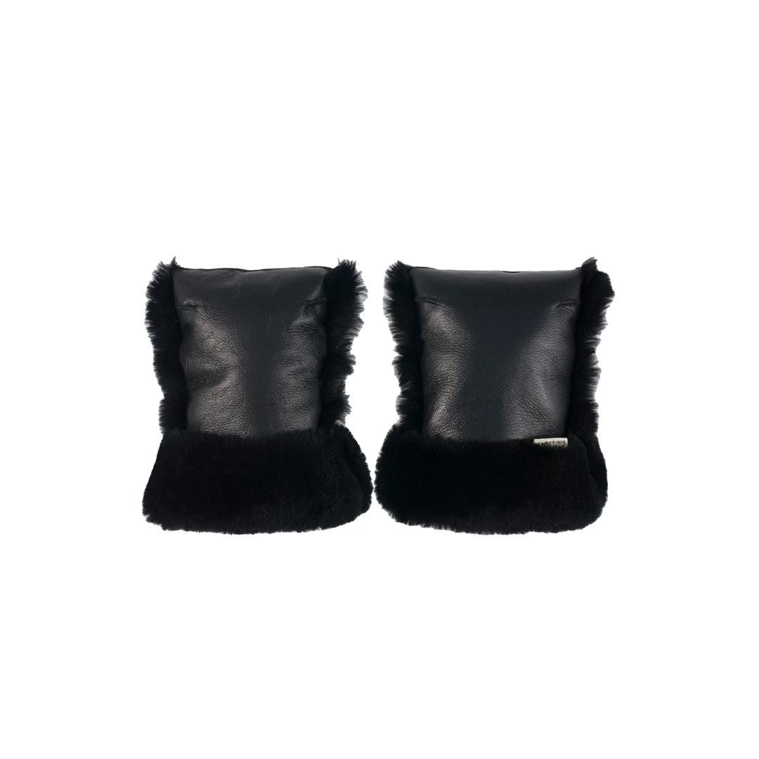 BINIBAMBA Coated Sheepskin Buggy Mittens - Noir-Stroller Mittens-Noir- | Natural Baby Shower