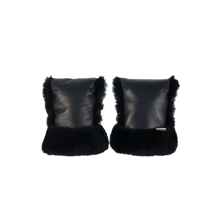 BINIBAMBA Coated Sheepskin Buggy Mittens - Noir-Stroller Mittens-Noir- | Natural Baby Shower