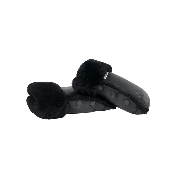 BINIBAMBA Coated Sheepskin Buggy Mittens - Noir-Stroller Mittens-Noir- | Natural Baby Shower