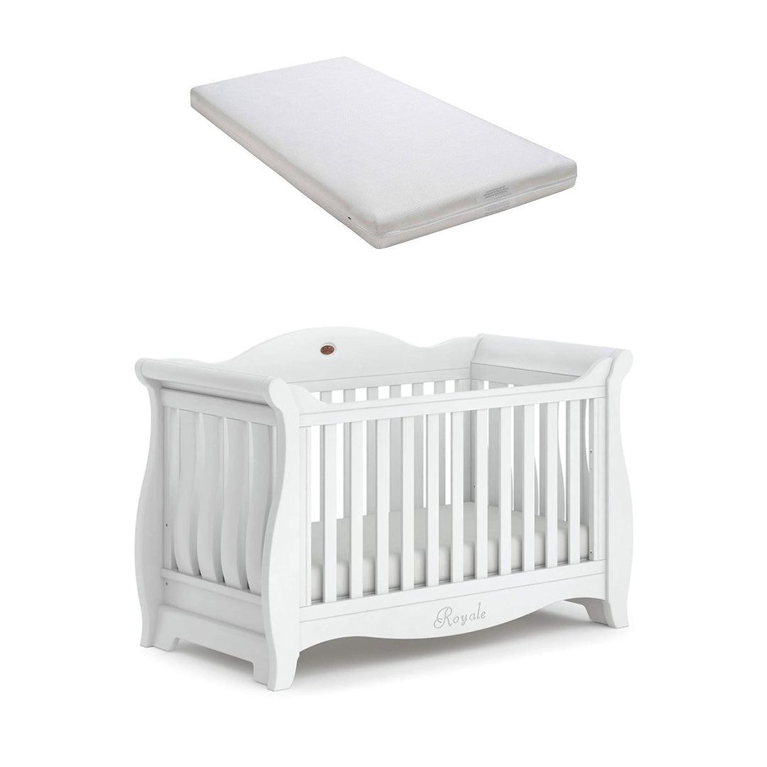 Boori Sleigh Royale Cot Bed - White-Cot Beds-Deluxe Purotex Pocket Spring Mattress- | Natural Baby Shower