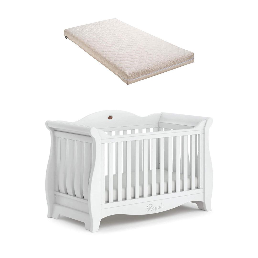 Boori Sleigh Royale Cot Bed - White-Cot Beds-Fibre + Pocket Spring Mattress- | Natural Baby Shower