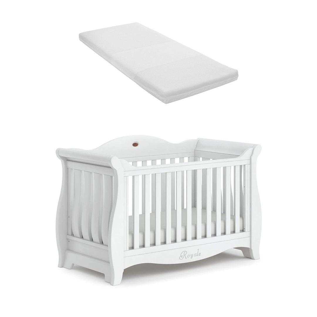 Boori Sleigh Royale Cot Bed - White-Cot Beds-Natural Pocket Spring Mattress- | Natural Baby Shower