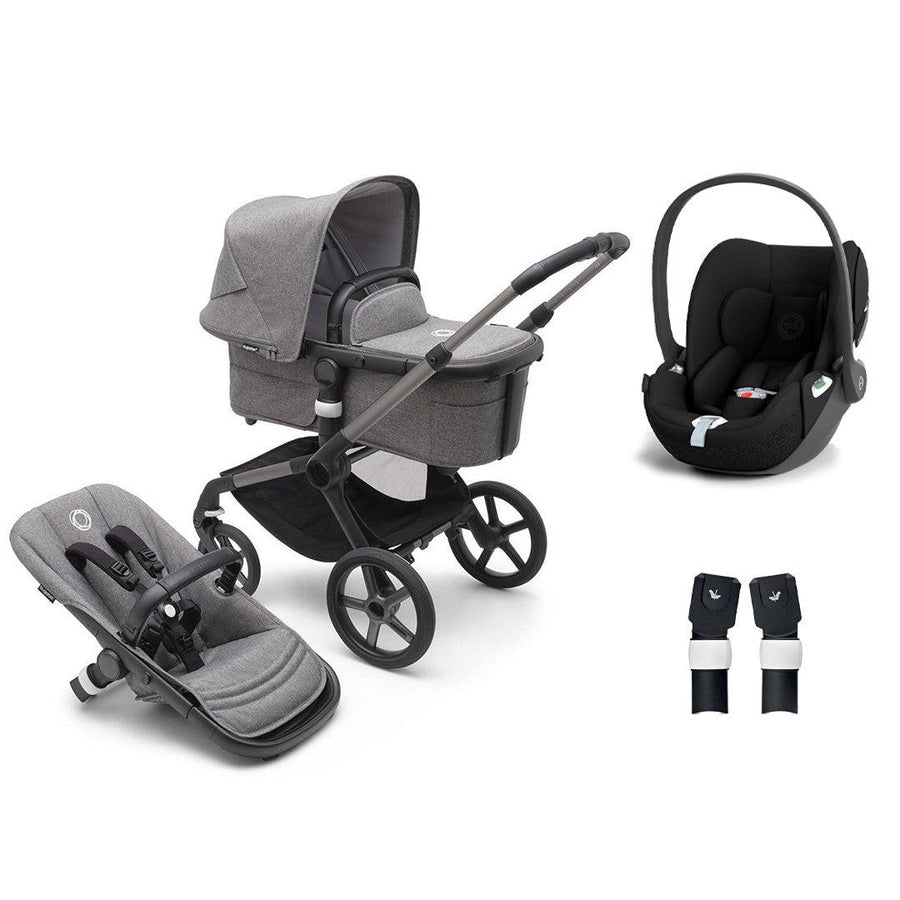 Bugaboo Fox 5 Complete Pushchair + Cloud T Travel System - Grey Melange-Travel Systems-No Base- | Natural Baby Shower