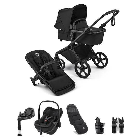 Bugaboo Cub + Pebble Slide Pro Ultimate Newborn Bundle-Travel Systems-Heritage Black- | Natural Baby Shower