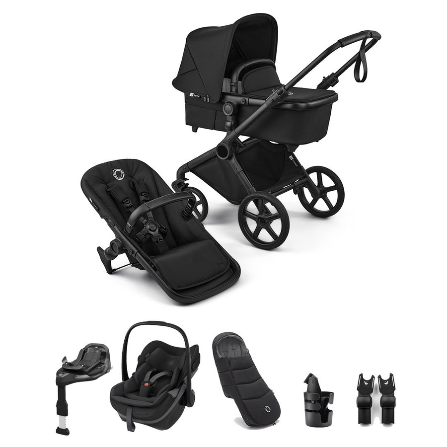 Bugaboo Cub + Pebble Slide Pro Ultimate Newborn Bundle-Travel Systems-Heritage Black- | Natural Baby Shower