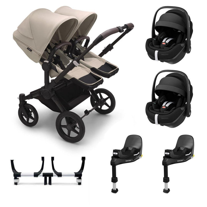 Bugaboo Donkey 5 Complete Twin Pushchair + Pebble 360 Pro Travel System - Desert Taupe-Travel Systems-2x Base- | Natural Baby Shower