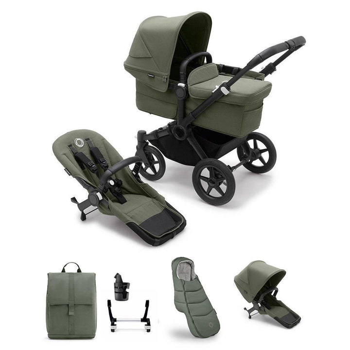 Bugaboo Donkey 5 Duo Essential Stroller Bundle-Travel Systems-Forest Green- | Natural Baby Shower