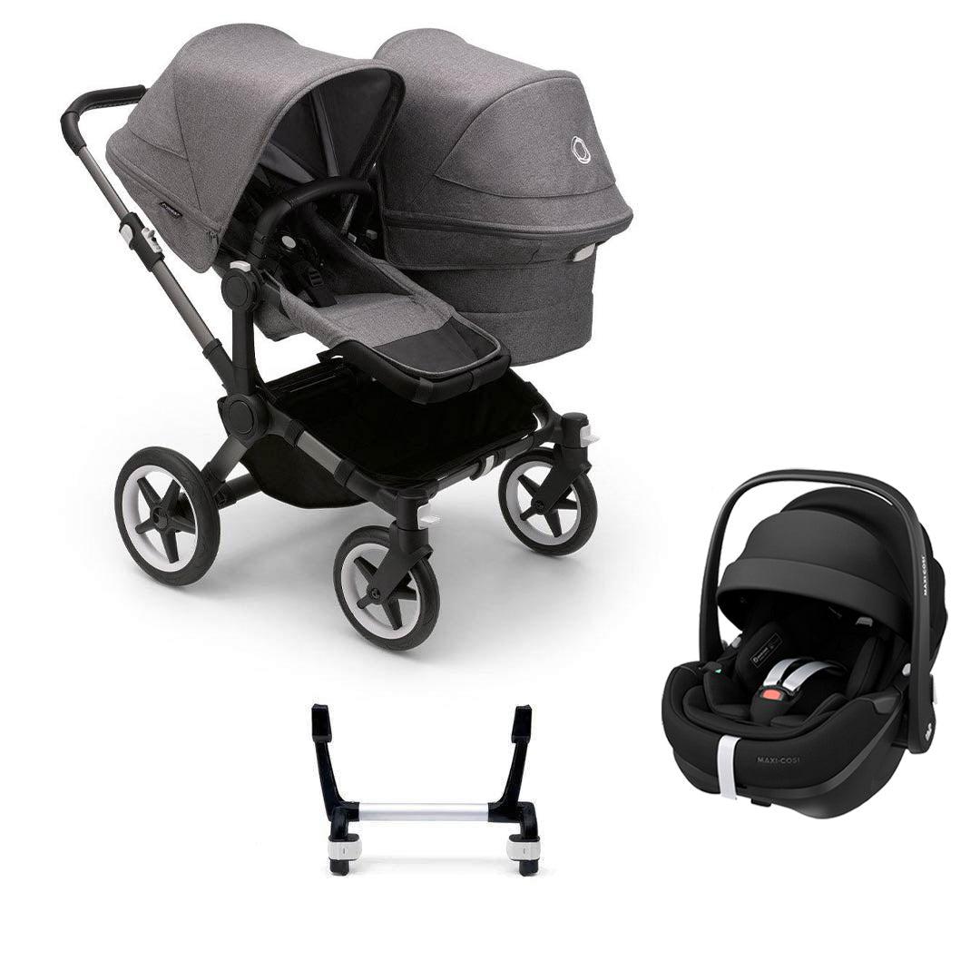 Bugaboo Donkey 5 Duo Pebble 360/360 Pro Travel System - Grey Melange-Travel Systems-Pebble 360 Pro Car Seat-No Base | Natural Baby Shower