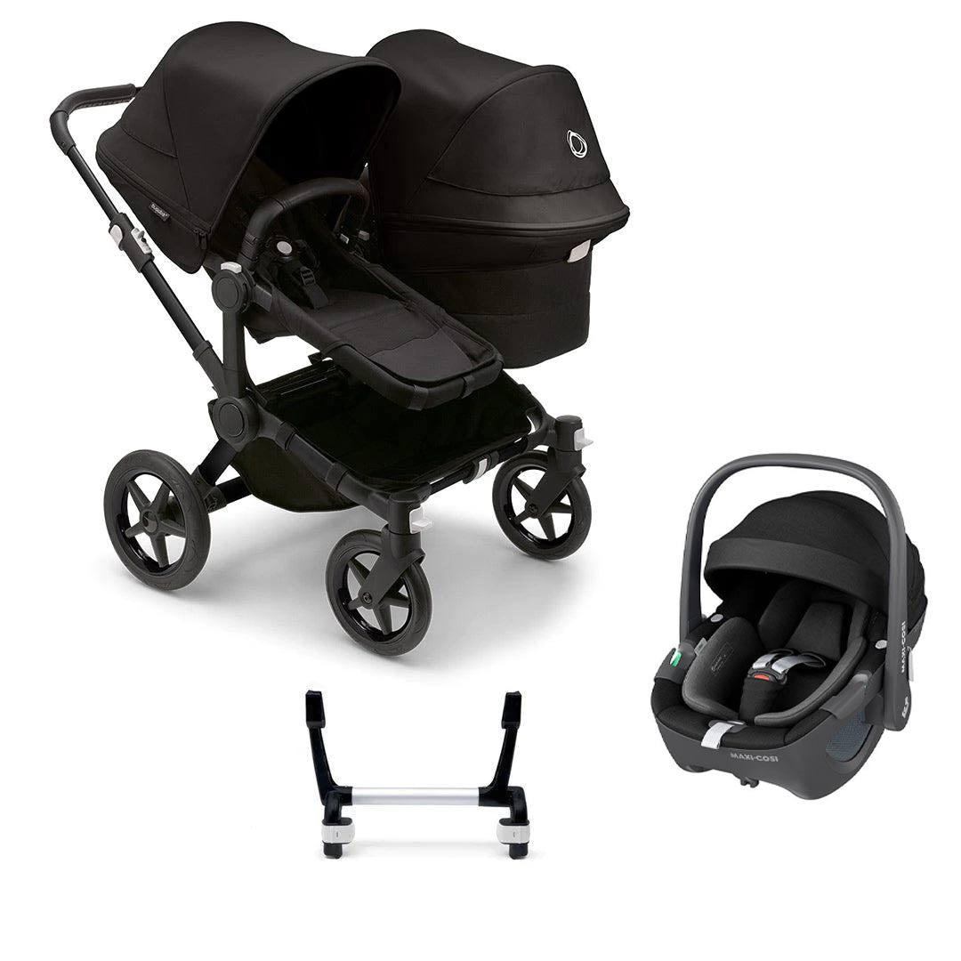 Bugaboo Donkey 5 Duo Pebble 360/360 Pro Travel System - Midnight Black-Travel Systems-Pebble 360 Pro Car Seat-No Base | Natural Baby Shower