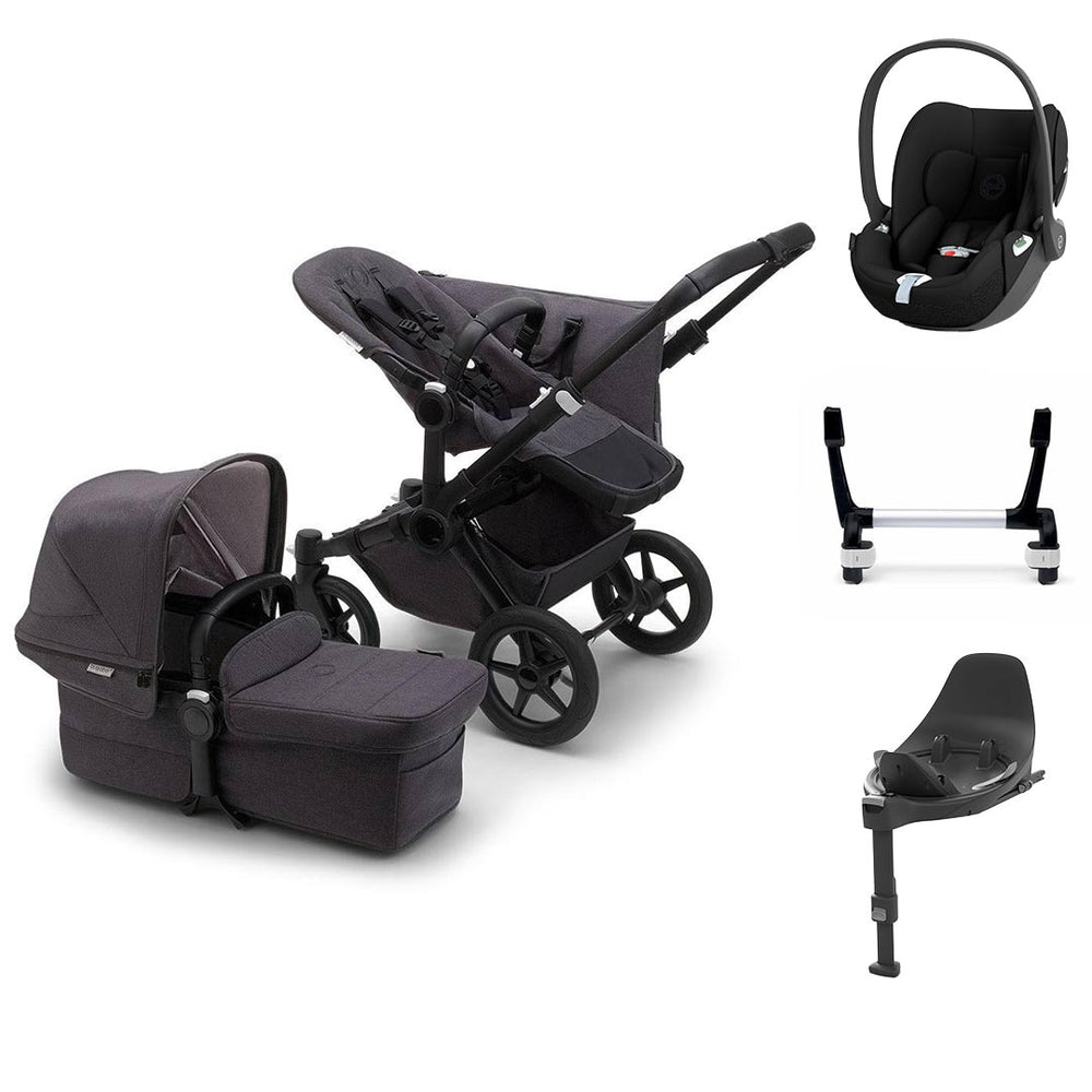 Bugaboo Donkey 5 Mono Complete Washed Black + Cloud T Travel System-Travel Systems-Washed Black-With Base | Natural Baby Shower