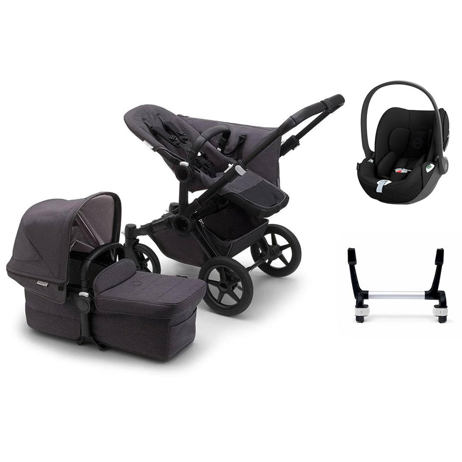 Bugaboo Donkey 5 Mono Complete Washed Black + Cloud T Travel System-Travel Systems-Washed Black-No Base | Natural Baby Shower