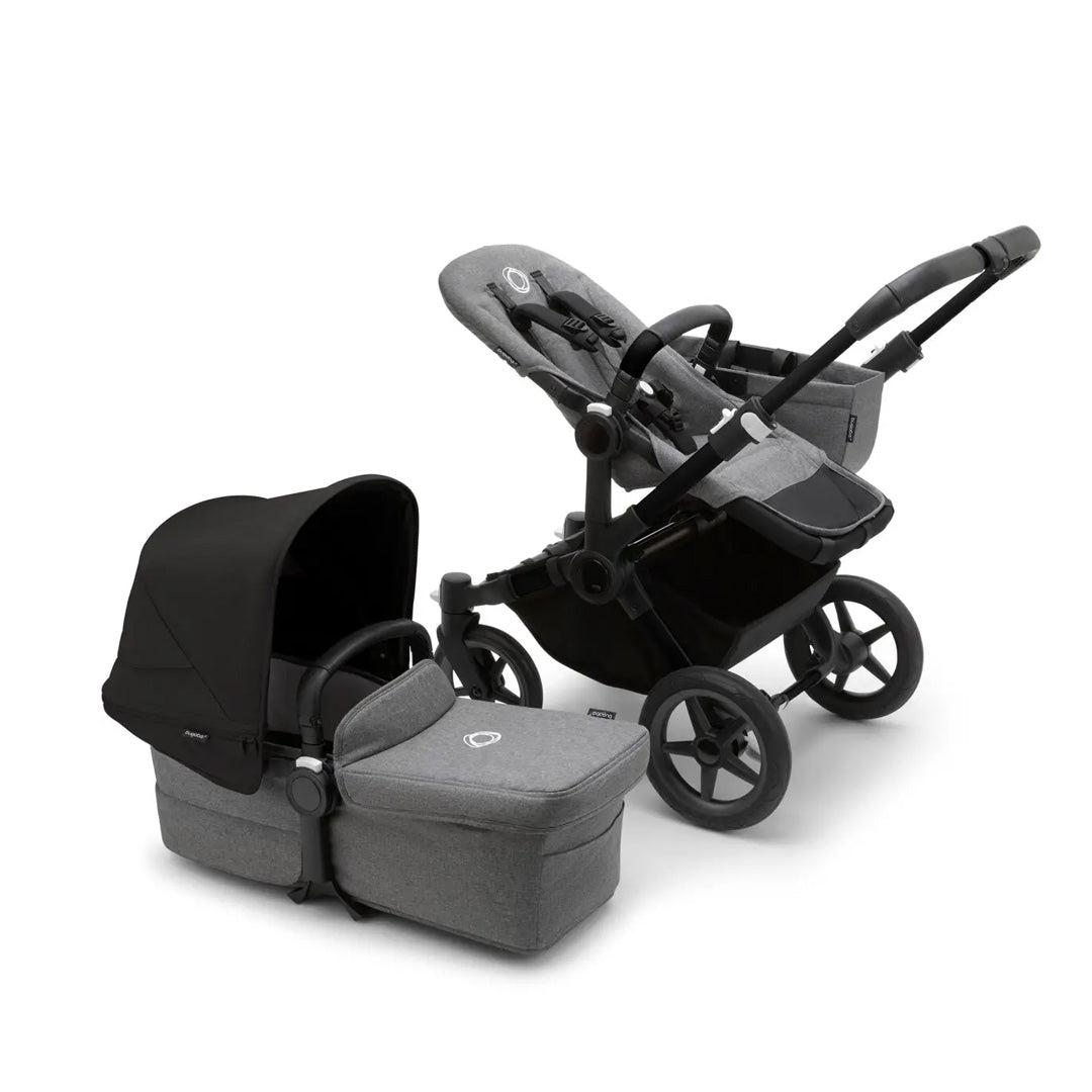 Bugaboo Donkey 5 Pushchair + CabrioFix i-Size Car Seat & Base Travel System - Black/Grey Melange-Travel Systems- | Natural Baby Shower