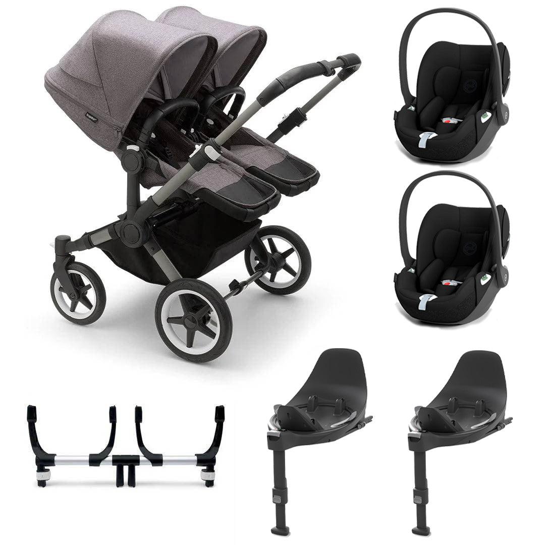 Bugaboo Donkey 5 Twin Cloud T Travel System - Grey Melange-Travel Systems-2x Base- | Natural Baby Shower