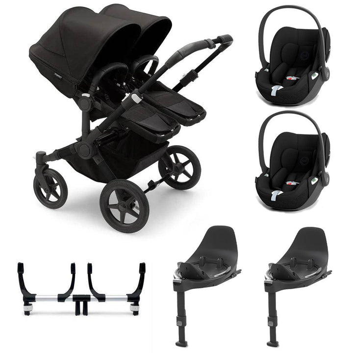 Bugaboo Donkey 5 Twin Cloud T Travel System - Midnight Black-Travel Systems-2x Base- | Natural Baby Shower
