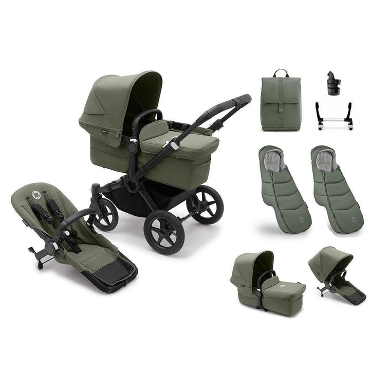 Bugaboo Donkey 5 Twin Essential Stroller Bundle-Travel Systems-Forest Green- | Natural Baby Shower