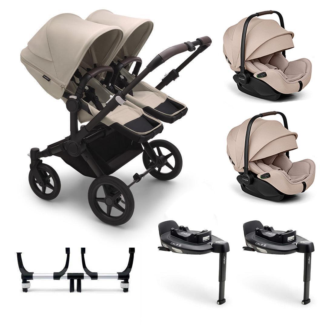 Bugaboo Donkey 5 Twin Complete + Otter Travel System-Travel Systems-Desert Taupe-2x Base | Natural Baby Shower