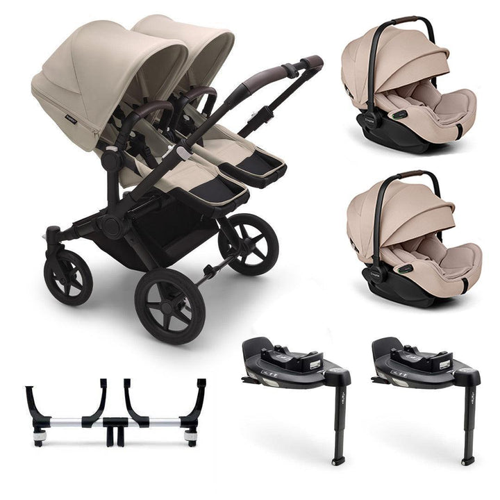 Bugaboo Donkey 5 Twin Complete + Otter Travel System-Travel Systems-Desert Taupe-2x Base | Natural Baby Shower