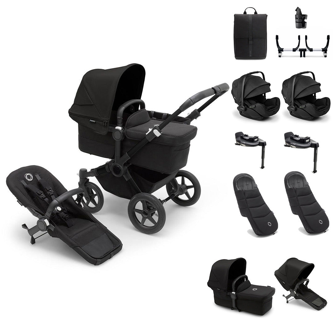 Bugaboo Donkey 5 Twin Ultimate Newborn Bundle-Travel Systems-Desert Taupe- | Natural Baby Shower