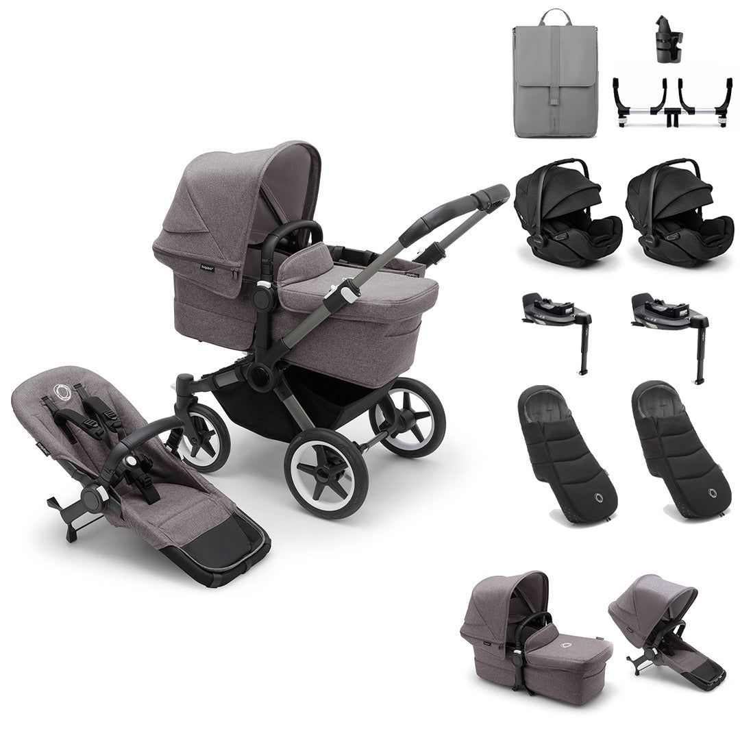 Bugaboo Donkey 5 Twin Ultimate Newborn Bundle-Travel Systems-Desert Taupe- | Natural Baby Shower