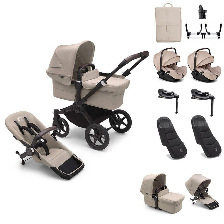 Bugaboo Donkey 5 Twin Ultimate Newborn Bundle-Travel Systems-Desert Taupe- | Natural Baby Shower
