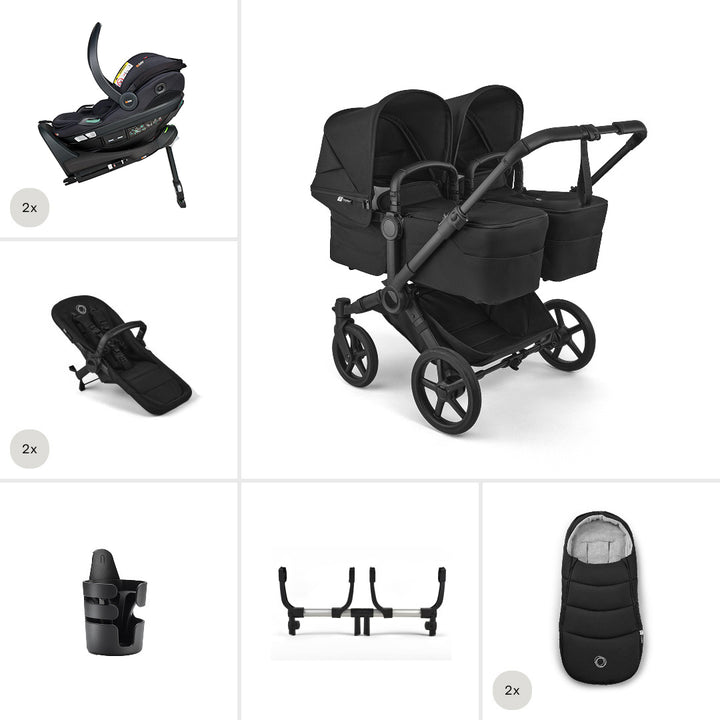 Bugaboo Donkey 6 Twin Ultimate Go Beyond 2 Newborn Bundle-Travel Systems-Heritage Black- | Natural Baby Shower